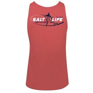 Salt Life Men's Reel Time Tank Burnt Coral M
